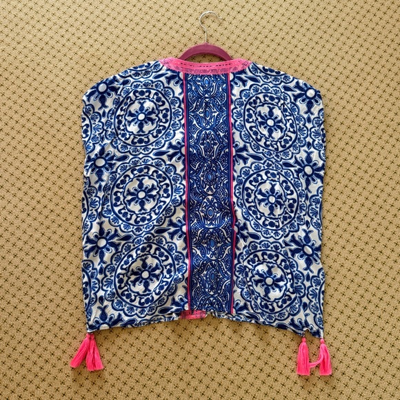 EUC Lilly Pulitzer Sydney Caftan Tunic Top w Tassels - Picture 9 of 9